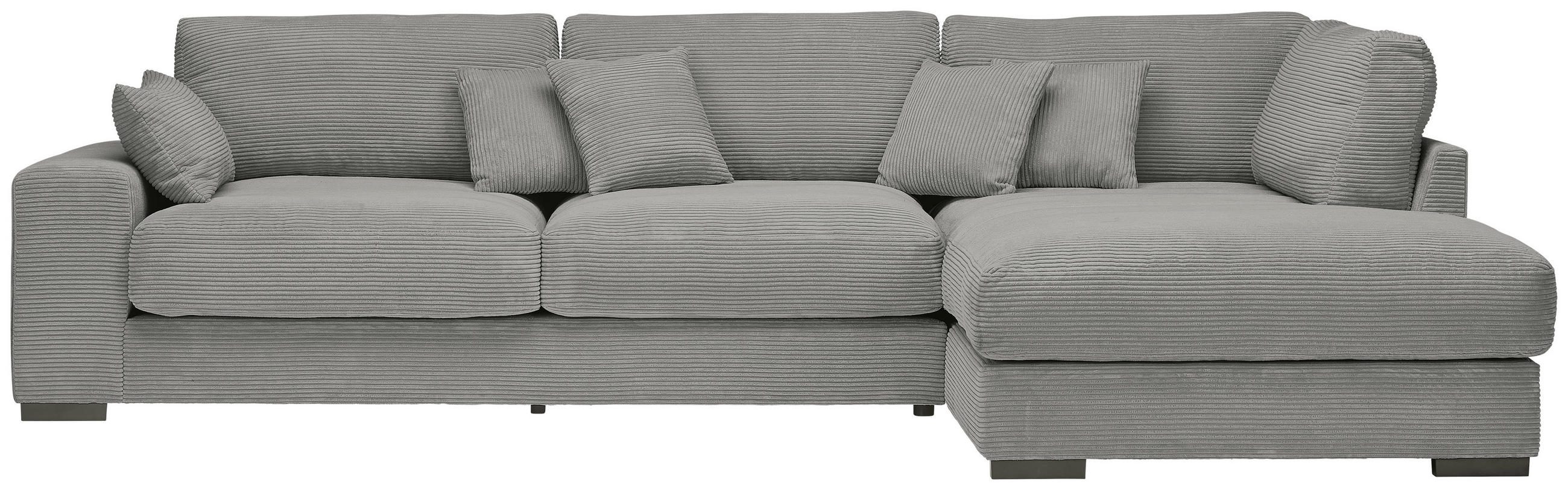 ECKSOFA in Cord Grau  - Schwarz/Grau, Design, Kunststoff/Textil (340/205cm) - Lomoco