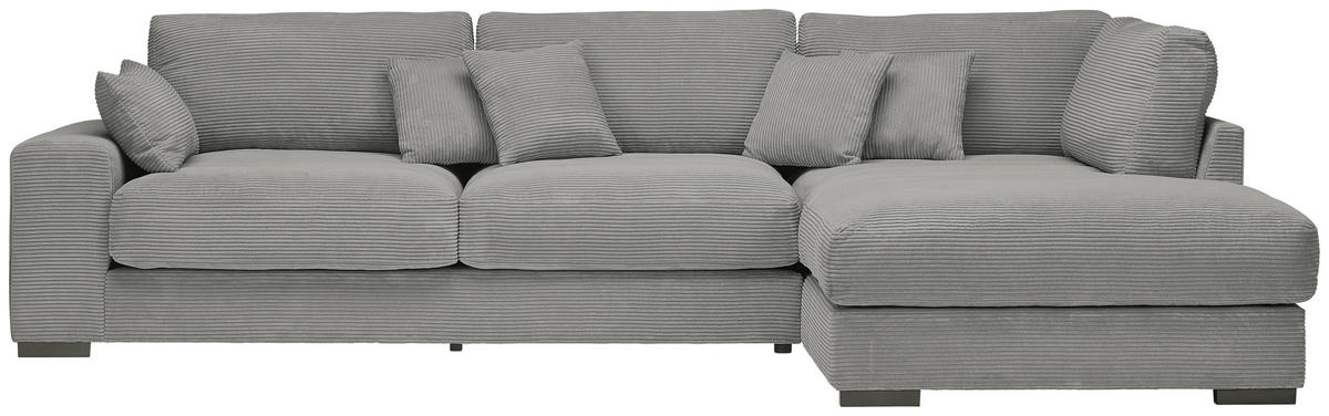 ECKSOFA in Cord Grau  - Schwarz/Grau, Design, Kunststoff/Textil (340/205cm) - Lomoco