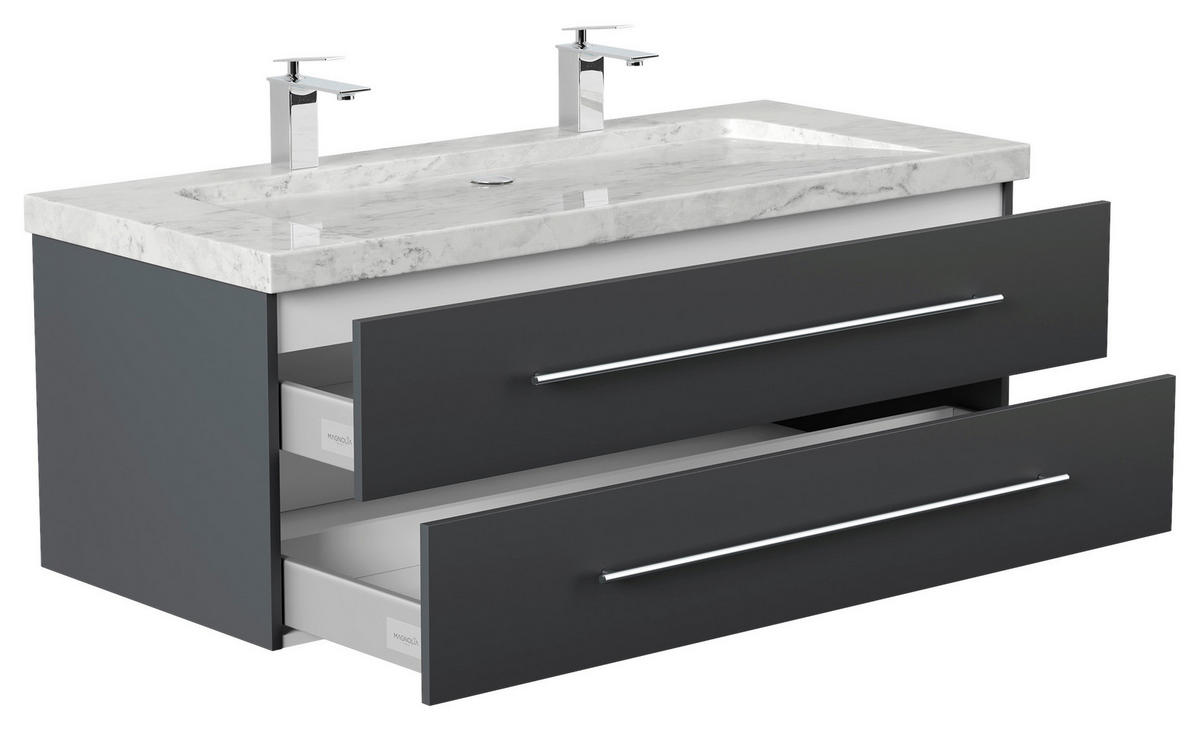 WASCHTISCHKOMBI 130 cm  - Graphitfarben, Basics, Holzwerkstoff/Stein (130cm) - MID.YOU