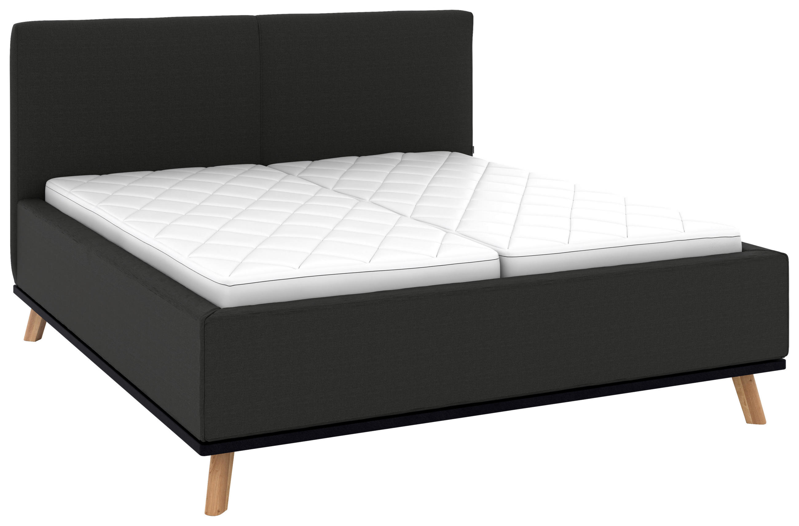 POLSTERBETT 180/200 cm,  in Anthrazit, Matratze, Lattenrost, Bettkasten, H2 + H3 = mittel + fest  - Eichefarben/Anthrazit, Design, Holz/Textil (180/200cm) - Musterring