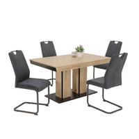 TISCHGRUPPE   - Anthrazit/Eiche Artisan, MODERN, Textil/Metall (140-220/76/90cm) - MID.YOU