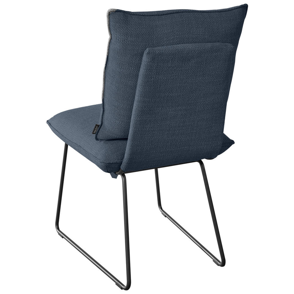 Thumbnail - Dieter Knoll Stuhl, Dunkelblau, Metall, Textil, Kufe, Rundrohr, 51x90x70 cm, Goldenes M, Lederauswahl, Stoffauswahl, Ess...