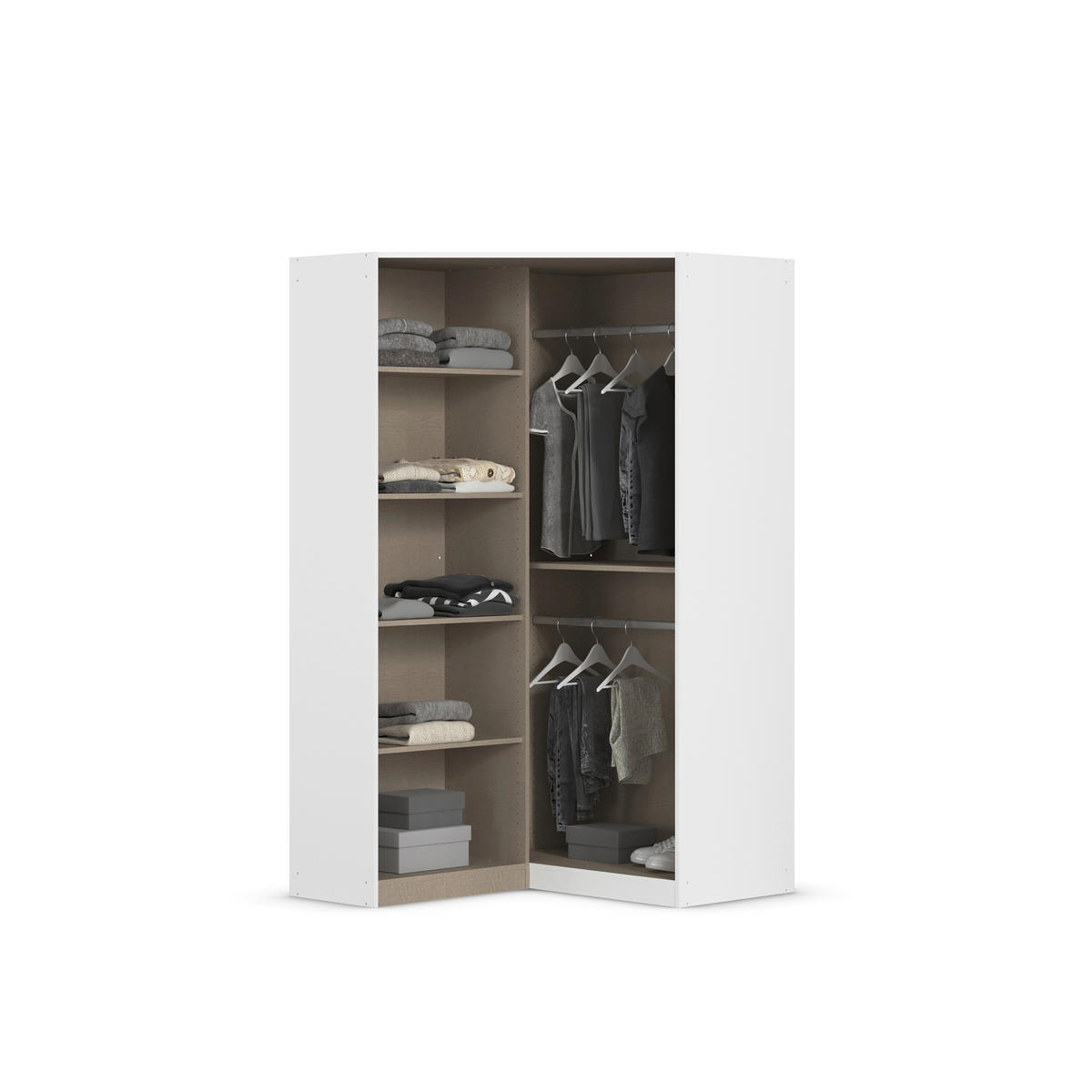 ECKKLEIDERSCHRANK 117/197/104 cm  - Chromfarben/Weiss, Modern, Holzwerkstoff (117/197/104cm) - Rauch Möbel