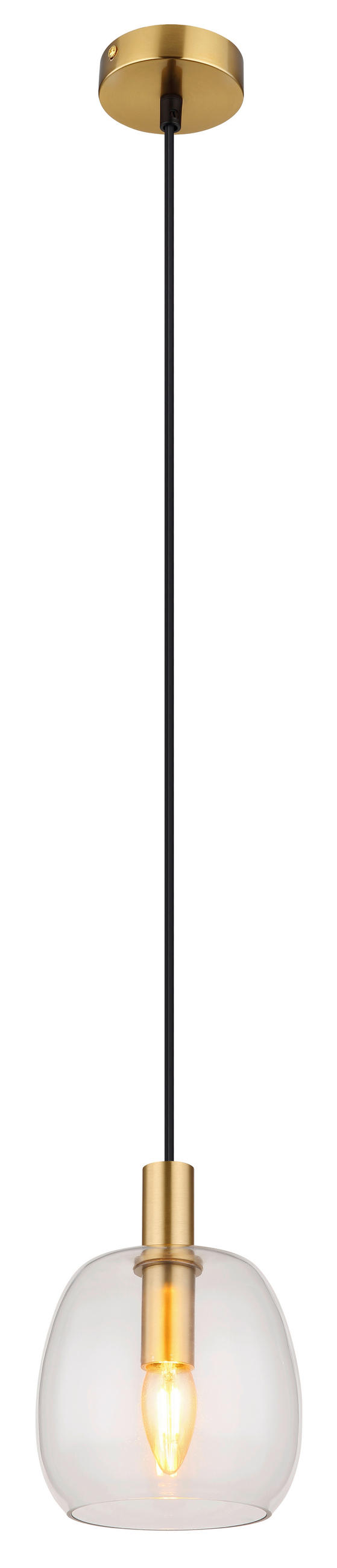 LAMPĂ SUSPENDATĂ 16/120 cm  - alămiu, Konventionell, sticlă/metal (16/120cm) - Globo