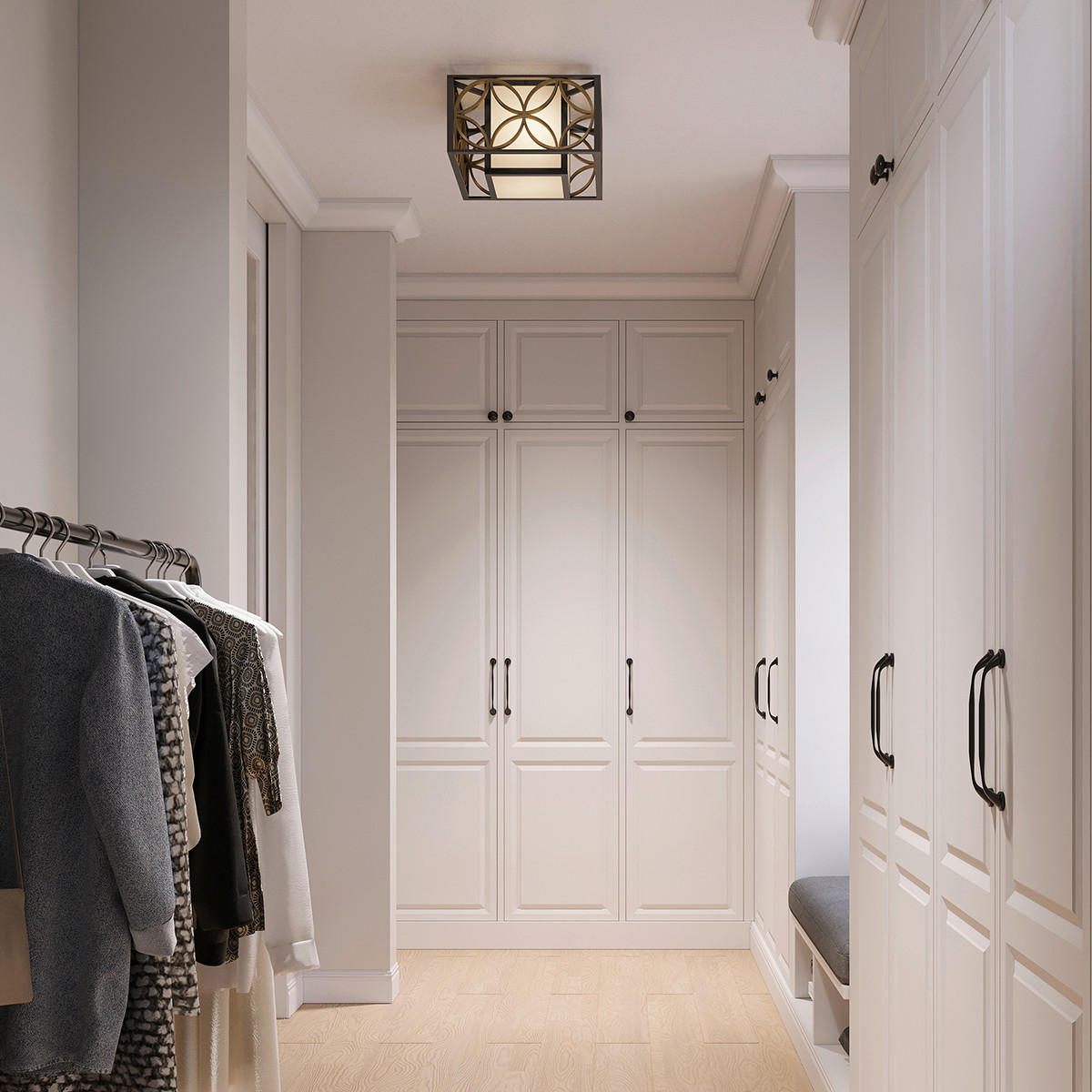 DECKENLEUCHTE    36.8/36,8/23,8 cm  - Dunkelbraun/Goldfarben, Lifestyle, Glas/Metall (36.8/36,8/23,8cm) - Elstead Lighting
