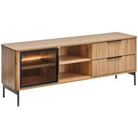 LOWBOARD  in 157/57/40 cm  - Schwarz/Eiche Artisan, Design, Glas/Holzwerkstoff (157/57/40cm) - MID.YOU