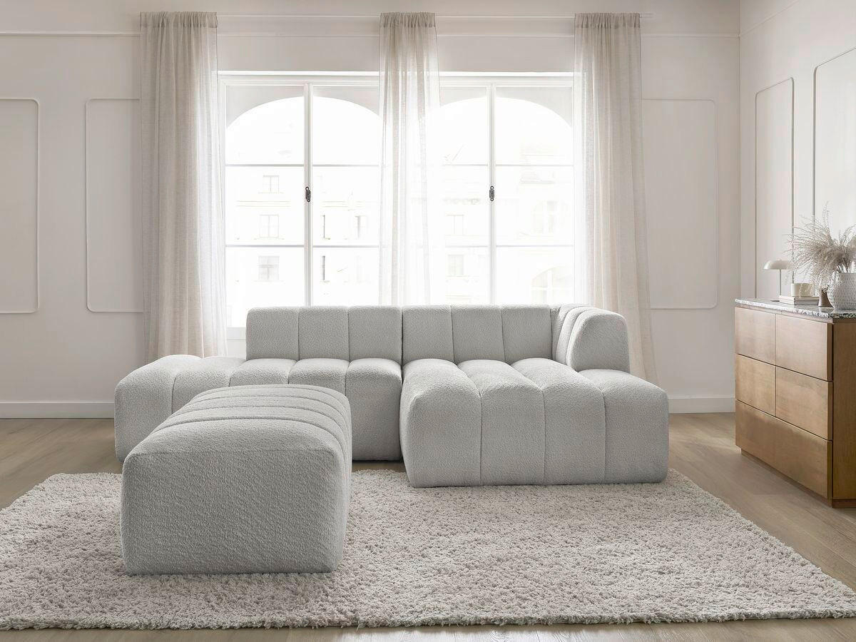 ECKSOFA  ANNECY Hellgrau Bouclé  - Hellgrau/Schwarz, MODERN, Kunststoff/Textil (262/170cm)
