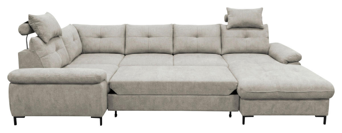 WOHNLANDSCHAFT SOLEI U in Chenille Grau  - Schwarz/Grau, Design, Kunststoff/Textil (184/334/188cm) - MID.YOU