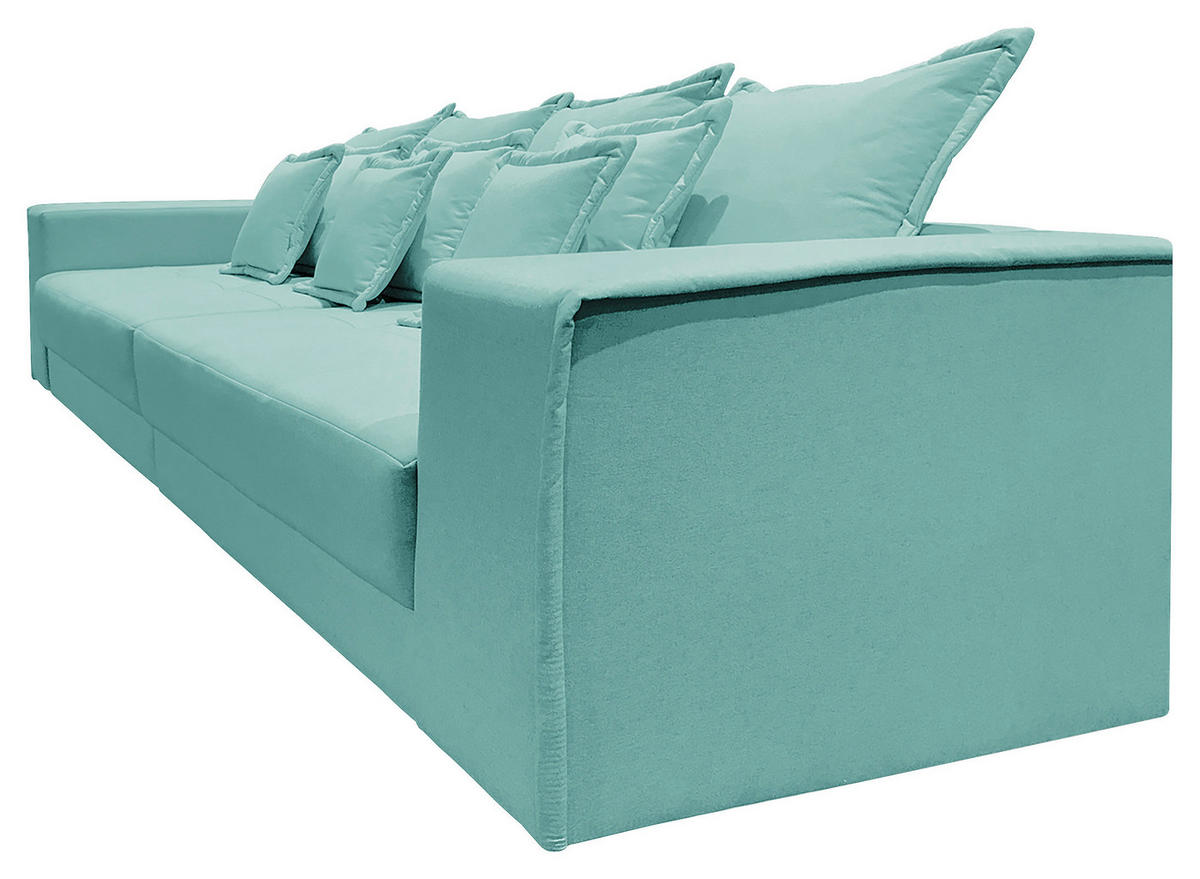 BIGSOFA in Textilgeflecht Hellblau  - Schwarz/Hellblau, Design, Kunststoff/Textil (289/85/110cm) - Livetastic