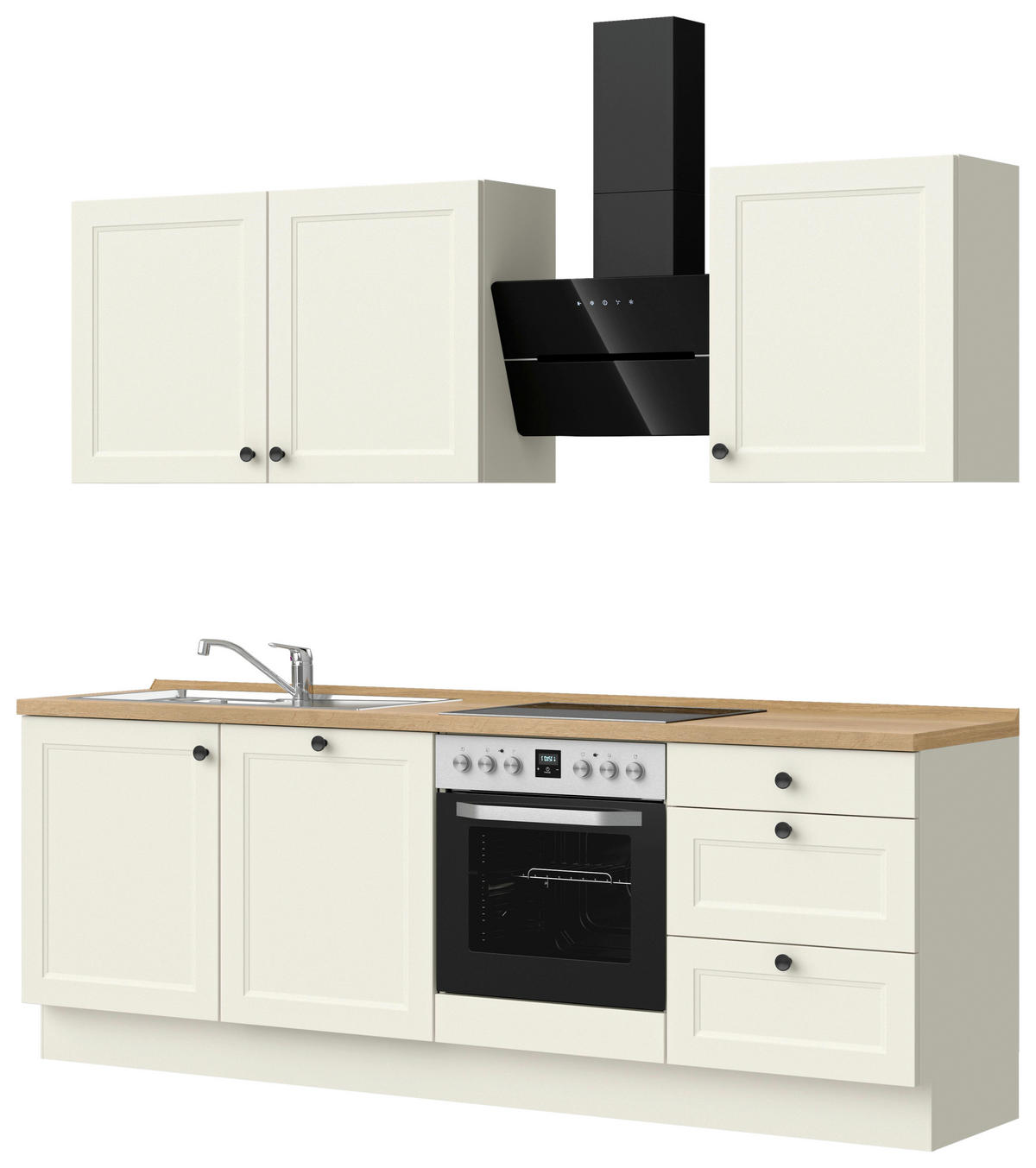 KÜCHENLEERBLOCK 240 cm   in Weiß, Eichefarben  - Eichefarben/Schwarz, MODERN, Holzwerkstoff/Metall (240cm) - Nobilia