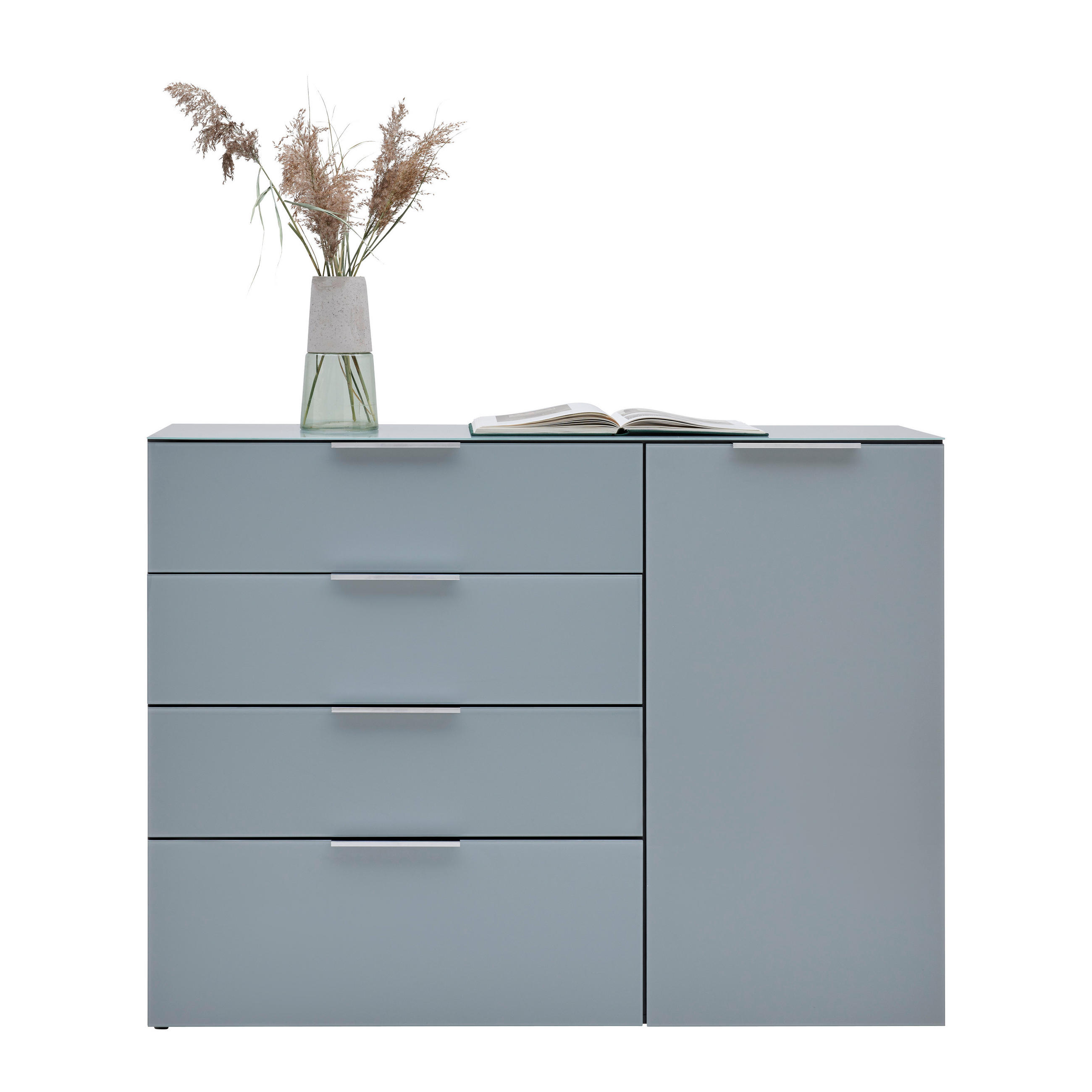 TÁLALÓSZEKRÉNY 134/102/42 cm  - ezüst/grafitszürke, Modern, műanyag/faalapú anyag (134/102/42cm) - Premium Living