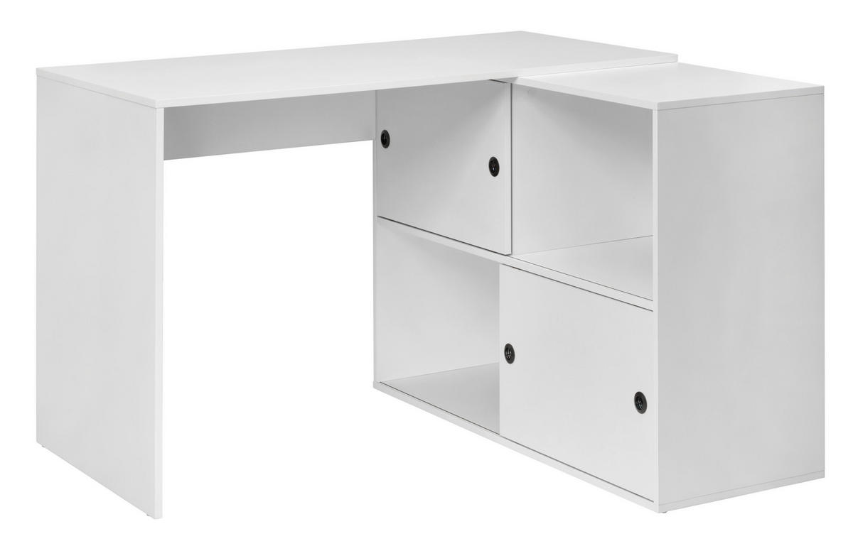 ECKSCHREIBTISCH Weiss  - Weiss/Schwarz, Modern, Holzwerkstoff/Metall (120/78/107cm) - MID.YOU