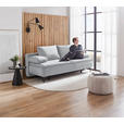 BOXSPRINGSOFA Flachgewebe Grauweiß  - Grauweiß/Schwarz, KONVENTIONELL, Textil/Metall (204/93/100cm) - Novel