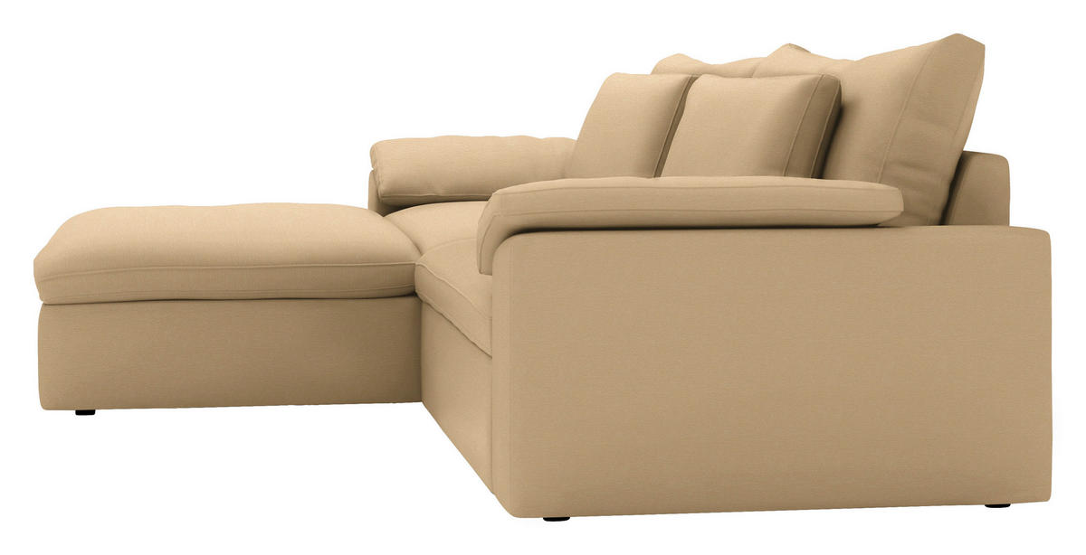 ECKSOFA  Chenille Beige  - Beige/Schwarz, Modern, Kunststoff/Textil (198/306cm) - Carryhome
