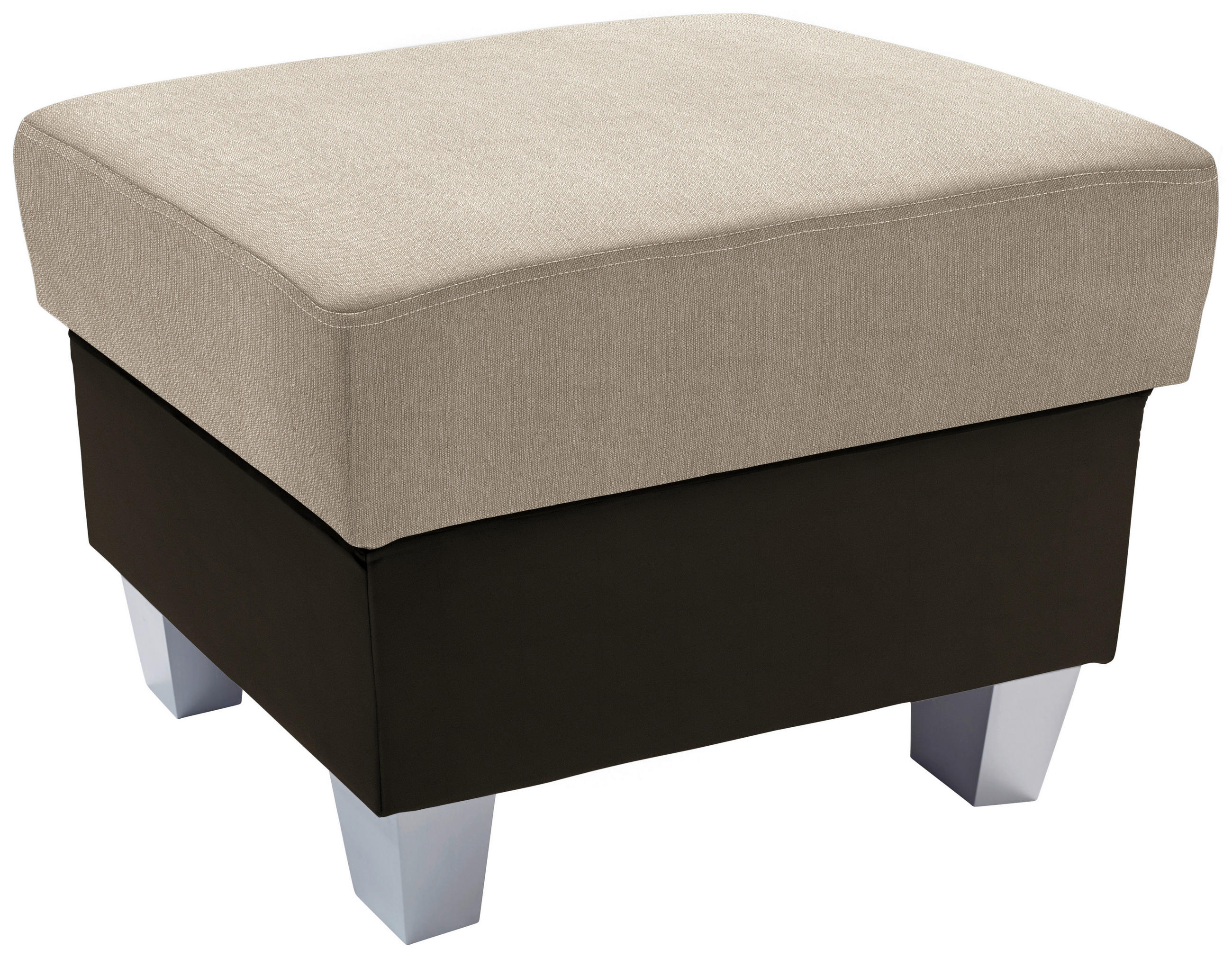HOCKER Textil Dunkelbraun, Beige  - Dunkelbraun/Beige, Konventionell, Holz/Textil (68/43/47cm) - Livetastic