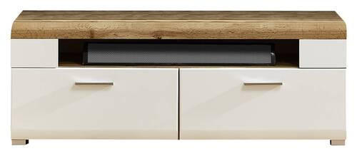 TV-ELEMENT bela, barve hrasta - barve kroma/srebrne barve, Design, kovina/leseni material (140/51/47cm) - Hom`in