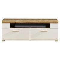 KOMODA POD TELEVIZI, bílá, barvy dubu, 140/51/47 cm - bílá/barvy dubu, Design, kov/kompozitní dřevo (140/51/47cm) - Hom`in