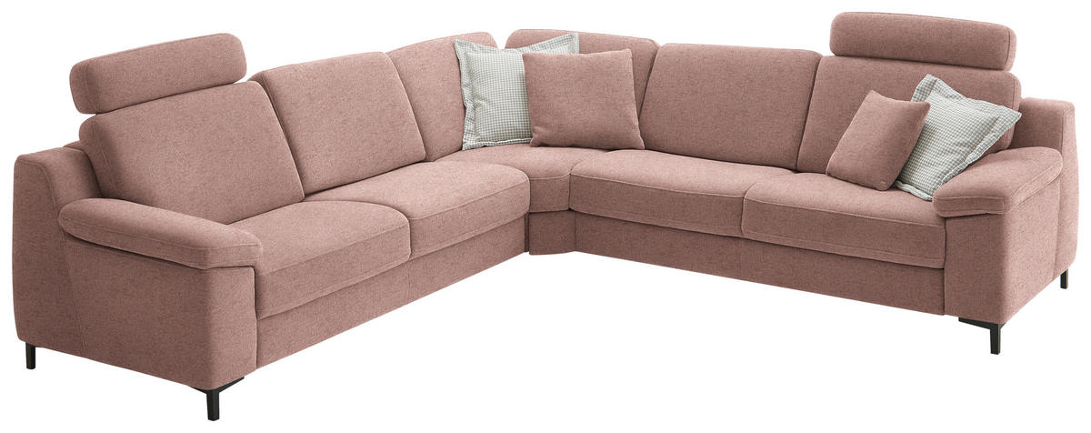 ECKSOFA in Chenille Altrosa  278/278 cm  - Schwarz/Altrosa, Design, Textil/Metall (278/278cm) - Valdera