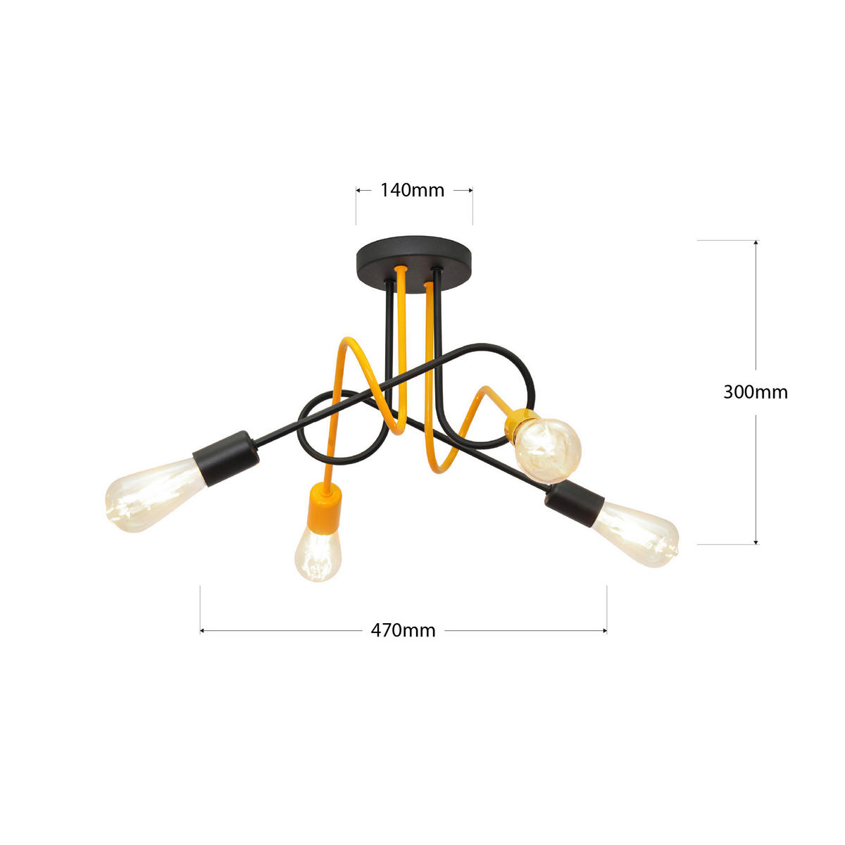 KINDERDECKENLEUCHTE 47/47/30 cm   - Schwarz/Orange, LIFESTYLE, Metall (47/47/30cm)