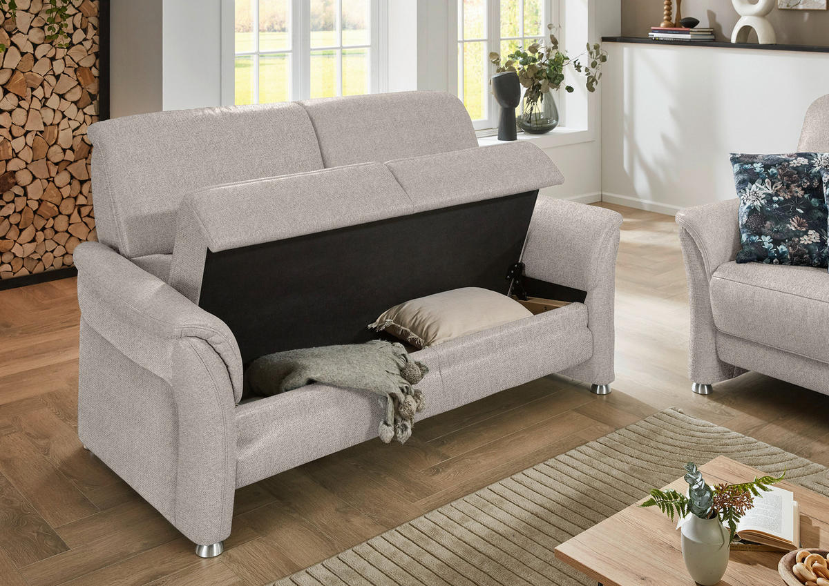 SITZGARNITUR Flachgewebe Beige  - Beige/Alufarben, Konventionell, Textil/Metall (198/172/96/93cm) - Beldomo Premium