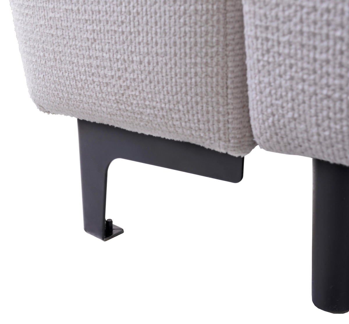 ECKSOFA in Mikrofaser Creme  - Creme/Schwarz, Design, Textil/Metall (236/148cm) - MID.YOU
