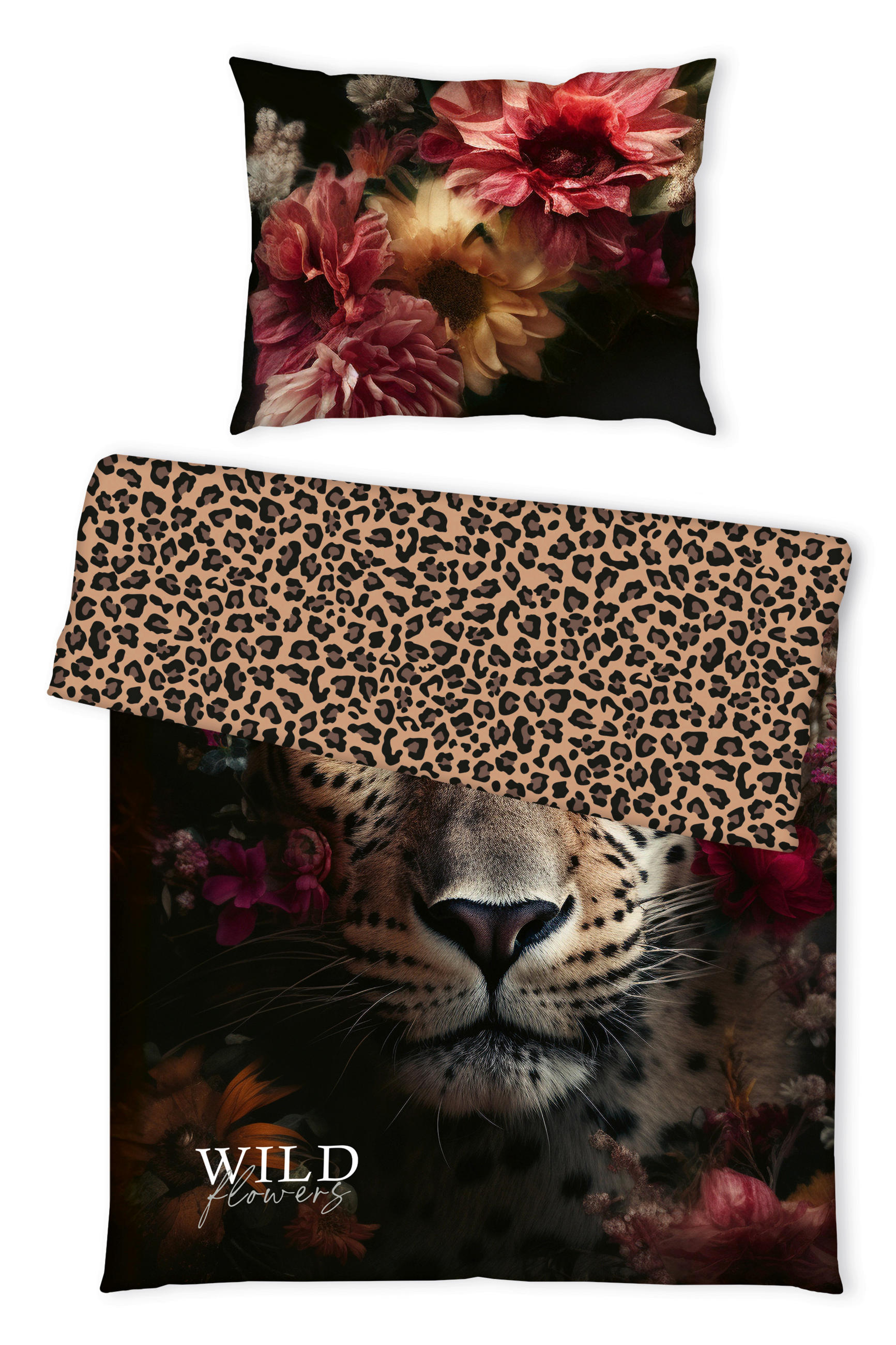 BETTWÄSCHE Wild Flowers Leopard Bettwäsche Renforcé 140/200 cm  - Trend, Textil (140/200cm) - Herding