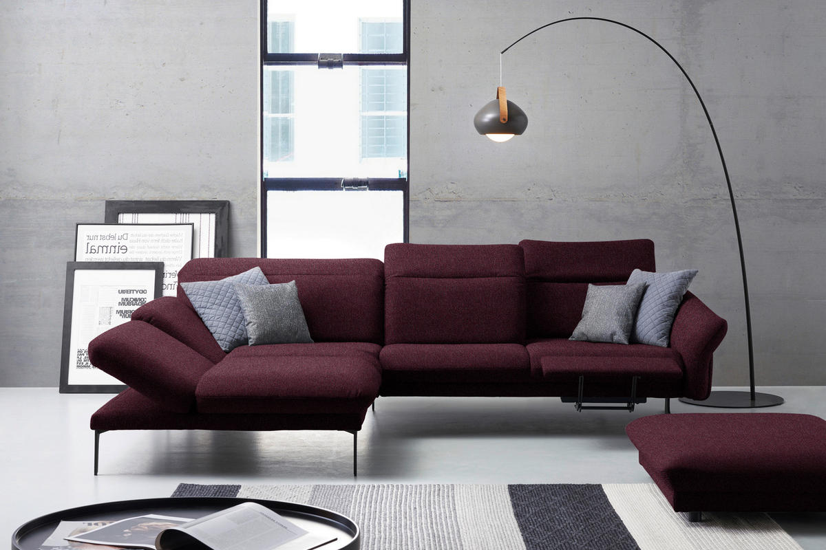 ECKSOFA in Webstoff Lila  - Anthrazit/Lila, Design, Textil/Metall (203/299cm) - Himolla