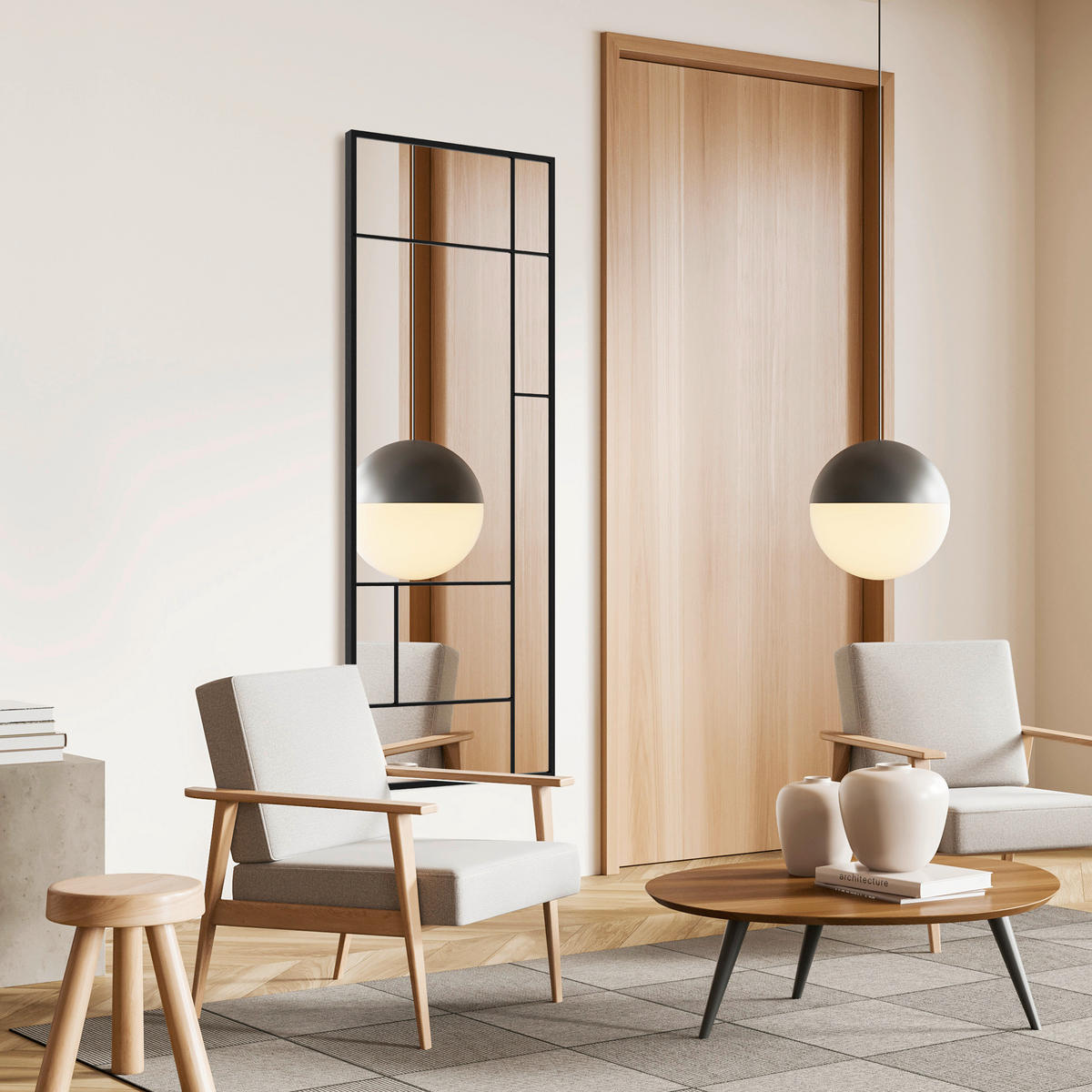 DEKOSPIEGEL  60/150 cm   in rechteckig  - Schwarz, Basics, Glas/Holz (60/150cm)