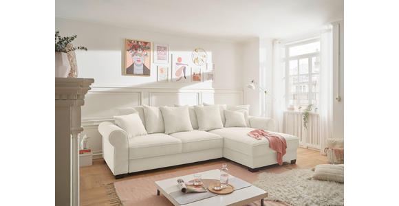 ECKSOFA Creme Cord  - Creme/Schwarz, KONVENTIONELL, Kunststoff/Textil (318/197cm) - Hom`in