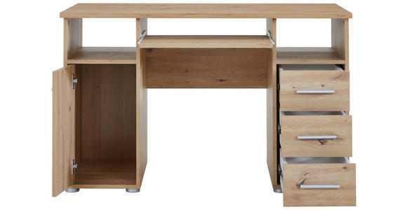 SCHREIBTISCH 120/67/75 cm  in Eiche Artisan  - Silberfarben/Eiche Artisan, Basics, Holz/Kunststoff (120/67/75cm) - Carryhome