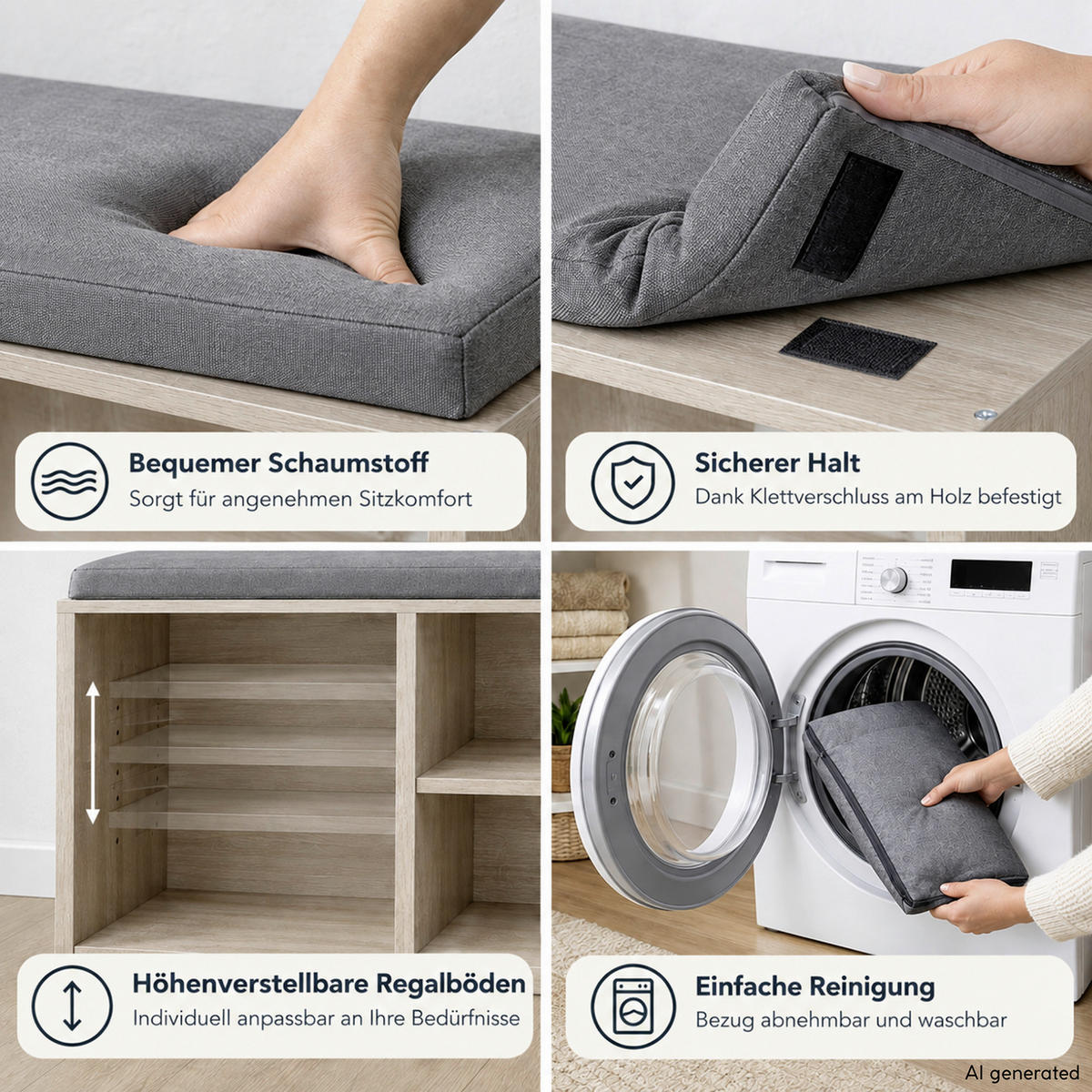 SCHUHSCHRANK Grauweiß  - Grauweiß, MODERN, Holzwerkstoff (103,5/48/29,5cm) - Kesper