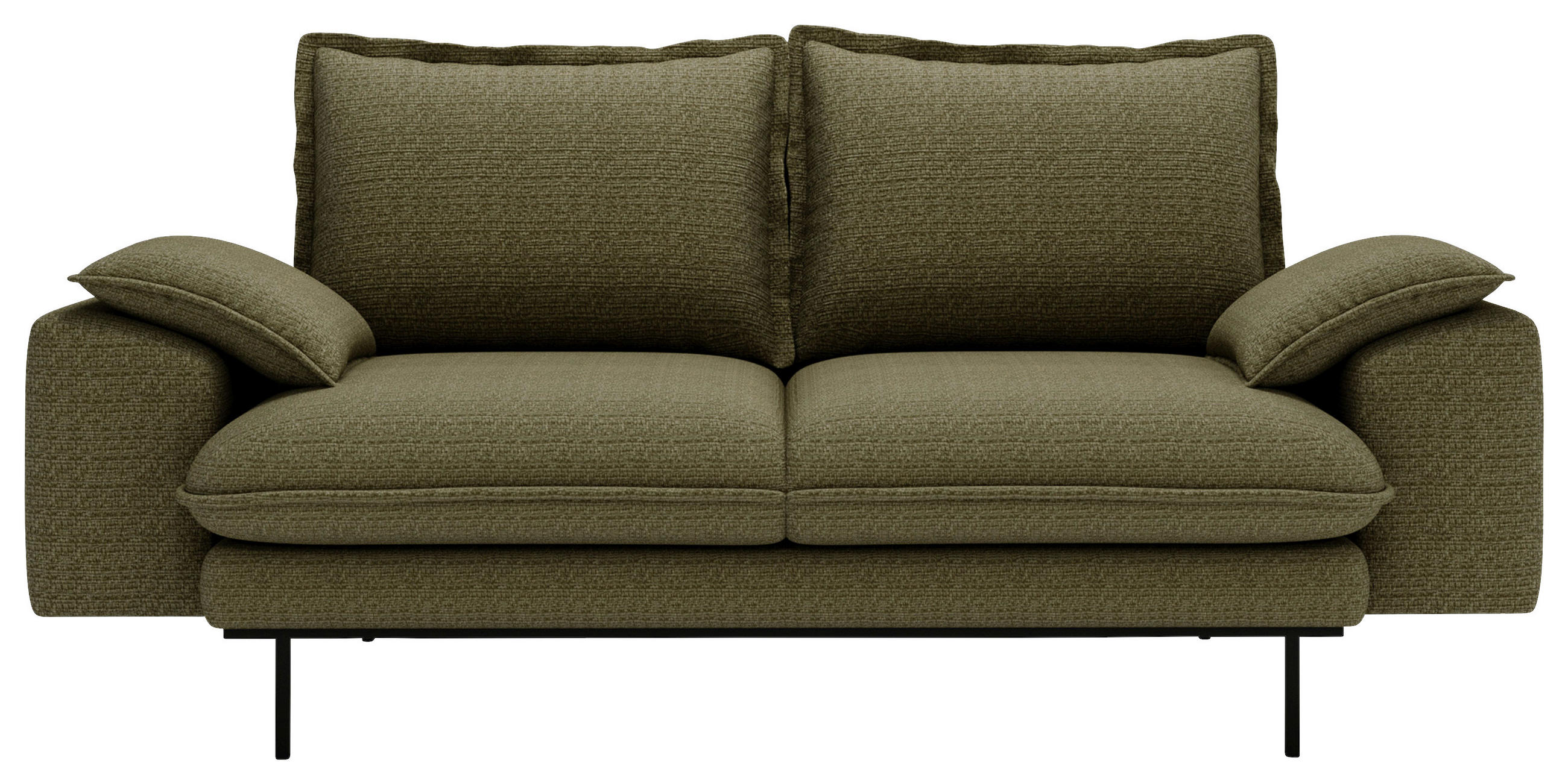 2-SITZER-SOFA Struktur Olivgrün  - Schwarz/Olivgrün, Design, Textil/Metall (195/92cm) - Livetastic
