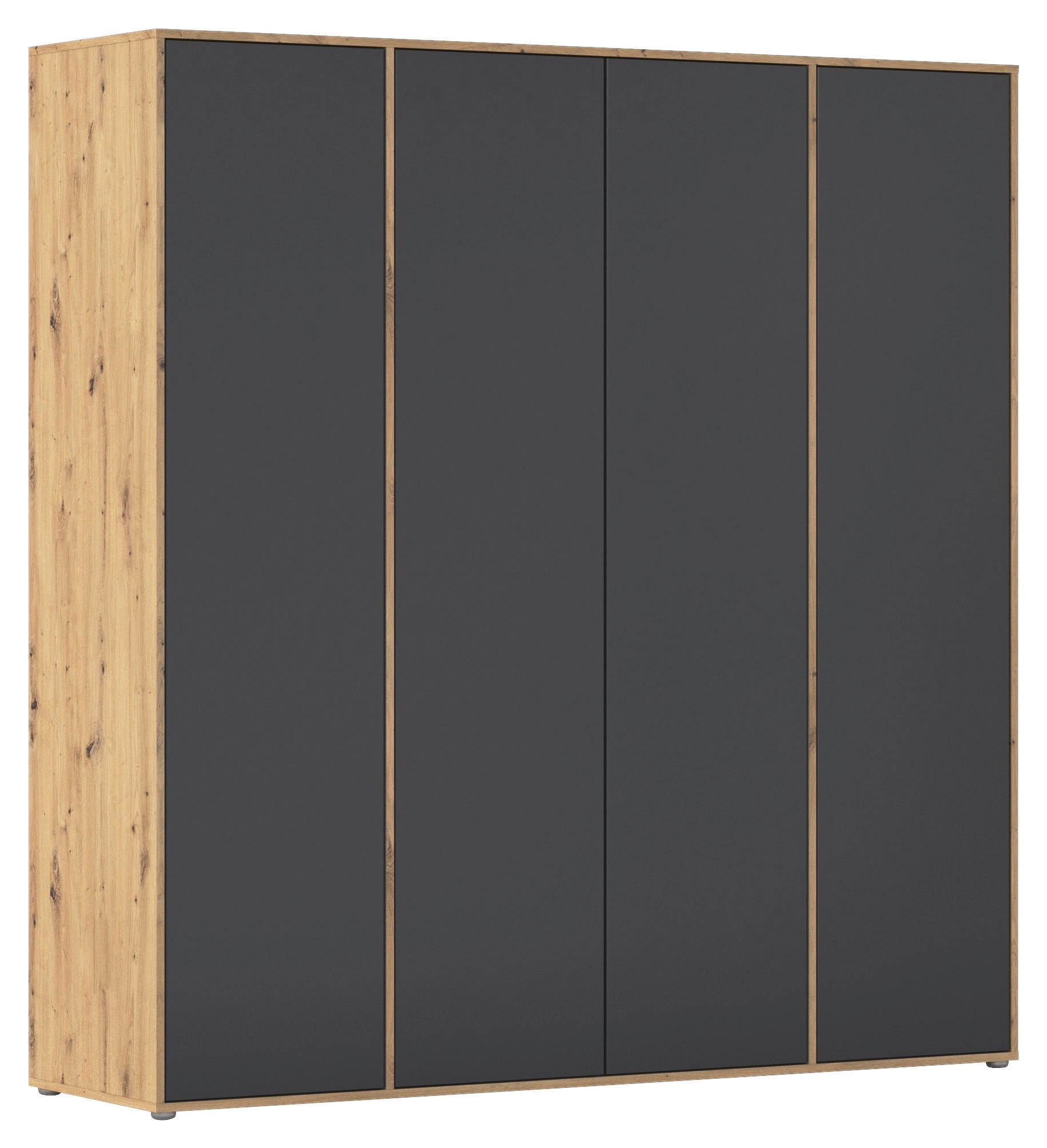 Rauch Möbel Drehtürenschrank Grau, Eiche Artisan 187x194x53 cm