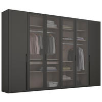 DREHTÜRENSCHRANK 301/223/60 cm,  in Graphitfarben, 6 Tür(en)  - Graphitfarben, Trend, Glas/Holzwerkstoff (301/223/60cm) - Novel