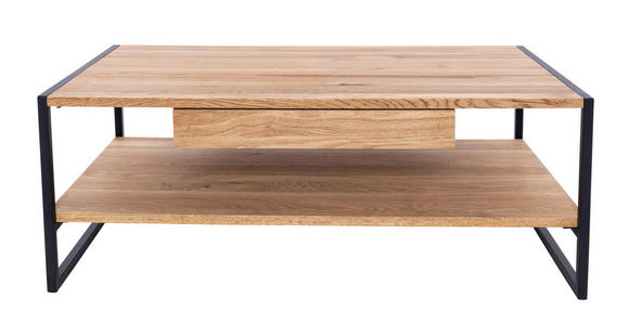 COUCHTISCH Eiche massiv rechteckig Naturfarben 110/60/40 cm  - Schwarz/Naturfarben, MODERN, Holz/Metall (110/60/40cm) - Valnatura