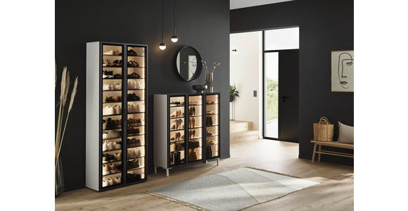 SCHUHSCHRANK  in 80/200/34 cm  - Kaschmir/Schwarz, Design, Glas/Holzwerkstoff (80/200/34cm) - Voleo