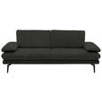 3-SITZER-SOFA in Velours Dunkelgrau  - Dunkelgrau/Beige, Design, Textil/Metall (222/89/104cm) - Dieter Knoll