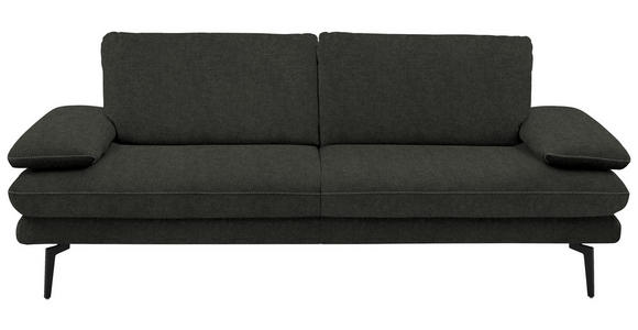 3-SITZER-SOFA in Velours Dunkelgrau  - Dunkelgrau/Beige, Design, Textil/Metall (222/89/104cm) - Dieter Knoll