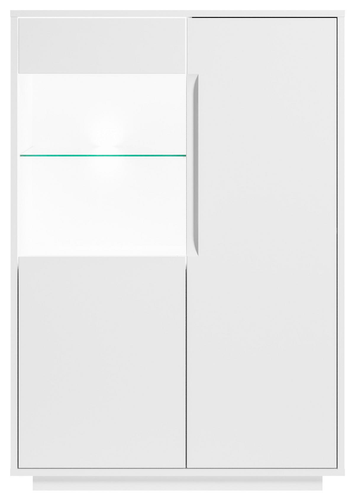 HÖG BYRÅ vit  90/130/38 cm  - vit, Modern, trämaterial/glas (90/130/38cm) - Carryhome