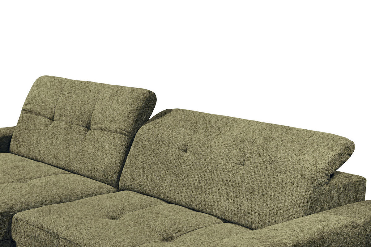 ECKSOFA SORELLA in Chenille Dunkelgrün Kopfteilverstellung, Sitztiefenverstellung  182/328 cm  - Kaschmir/Dunkelgrün, Design, Kunststoff/Textil (182/328cm) - MID.YOU