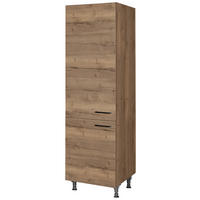 GESCHIRRSCHRANK 60/216,6/58 cm  in Eiche dunkel  - Eiche dunkel/Schwarz, MODERN, Holzwerkstoff/Metall (60/216,6/58cm) - Nobilia