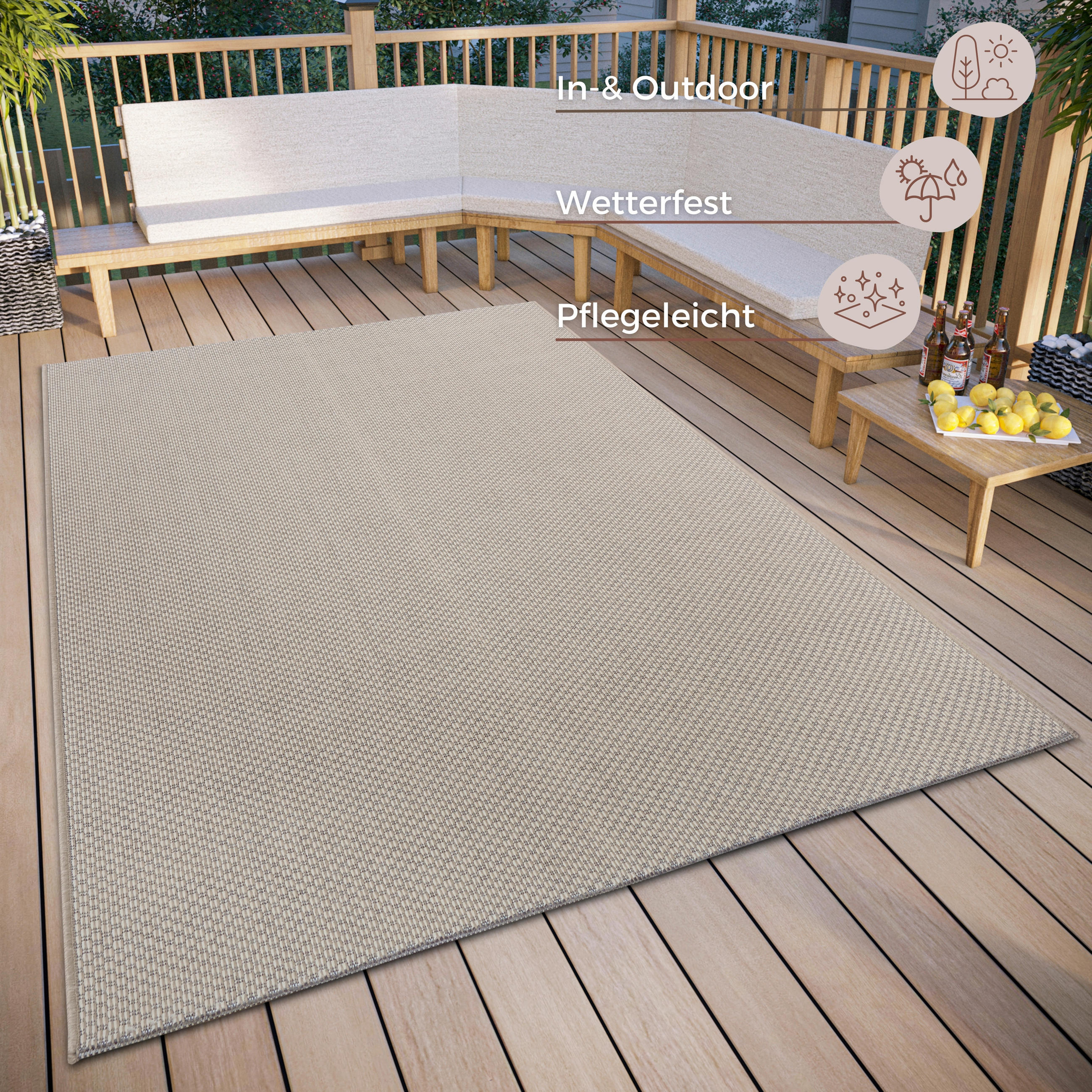 OUTDOORTEPPICH 115/170 cm Clyde Beige  - Beige, Basics, Kunststoff (115/170cm)