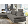 ECKSOFA in Echtleder Grau  - Schwarz/Grau, Design, Leder/Metall (180/310cm) - Dieter Knoll