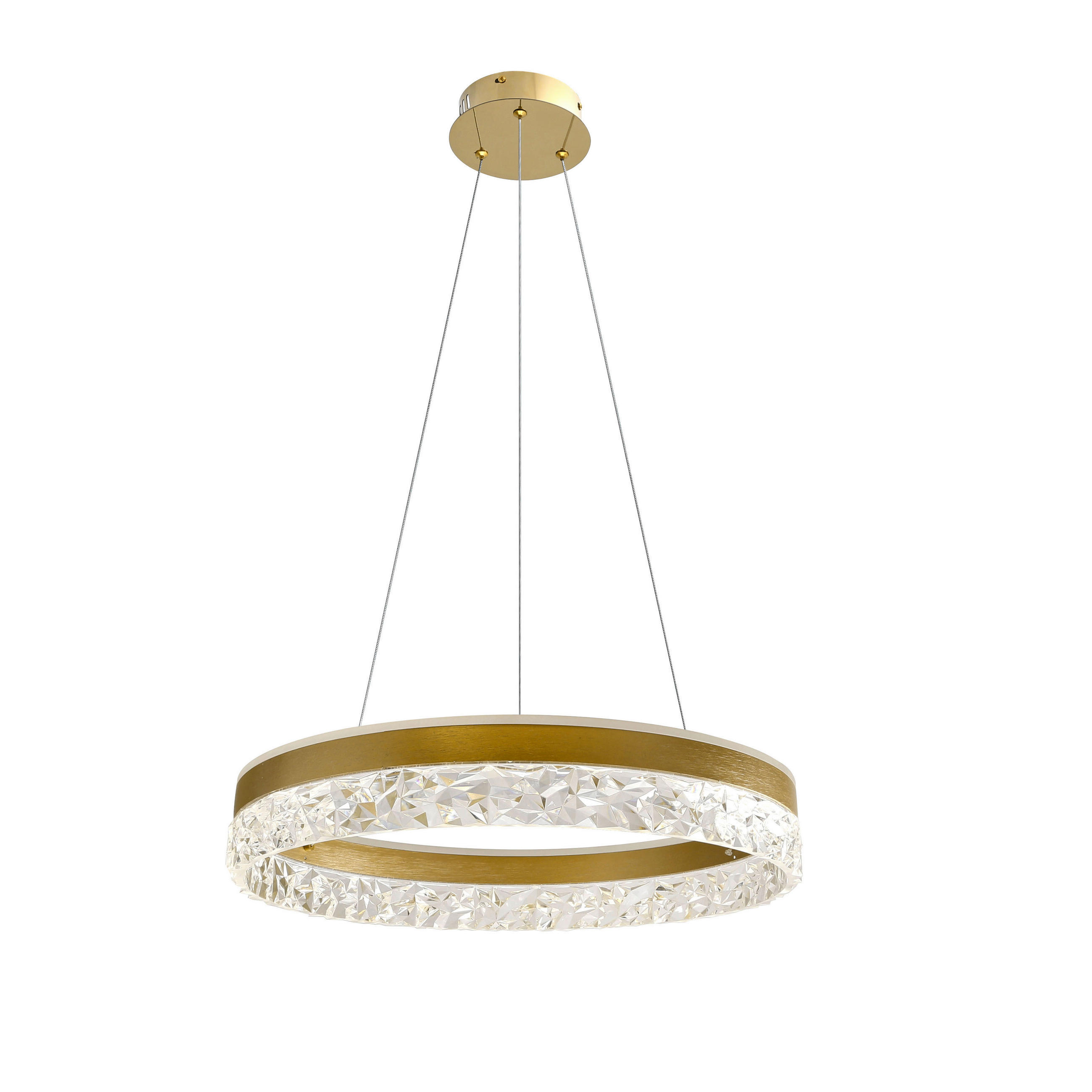 LED-PENDELLEUCHTE Frozi 50/120/10 cm  - Transparent/Goldfarben, KONVENTIONELL, Kunststoff/Metall (50/120/10cm)