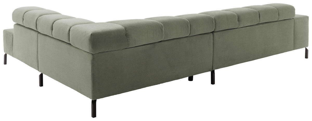 ECKSOFA in Cord Dunkelgrün  - Dunkelgrün/Schwarz, Design, Textil/Metall (321/216cm) - Hom`in