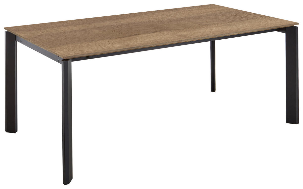 ESSTISCH rechteckig Schwarz, Eiche dunkel  - Eiche dunkel/Schwarz, Basics, Holzwerkstoff/Metall (180/95/76cm) - Celina Home