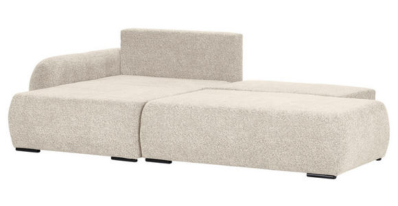 ECKSOFA Beige Flachgewebe Zierkissen, Rückenkissen, Bettkasten, Schlaffunktion, Rücken echt, Liegefläche im Originalstoff  - Beige/Schwarz, KONVENTIONELL, Kunststoff/Textil (145/260cm) - Carryhome