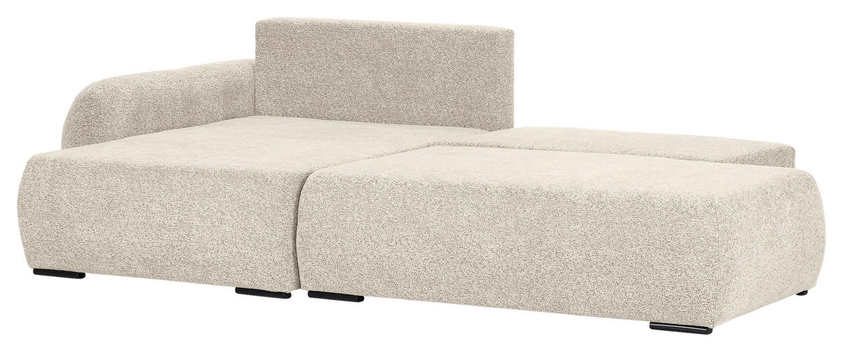 ECKSOFA Beige Flachgewebe Zierkissen, Rückenkissen, Bettkasten, Schlaffunktion, Rücken echt, Liegefläche im Originalstoff  - Beige/Schwarz, KONVENTIONELL, Kunststoff/Textil (145/260cm) - Carryhome