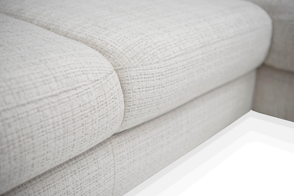 ECKSOFA FABIO in Chenille Creme  174/223 cm  - Creme/Schwarz, Design, Textil/Metall (174/223cm) - Livetastic