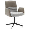 ARMLEHNSTUHL  Lederauswahl, Stoffauswahl, inklusive Armlehnen, Sitzfläche 180° drehbar Flachgewebe Echtleder  - Hellgrau/Schwarz, Design, Leder/Textil (64/93/69cm) - Dieter Knoll